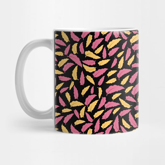 Pink and Yellow Botanical Leaves Pattern by IsmaSaleem